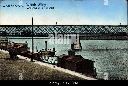 Warszawa Warschau Polen, Blick auf die Weichselbrücke Stockfoto