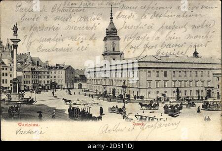 Warszawa Warschau Polen, Blick auf das Schloss, Tram weltweit im Einsatz Stockfoto