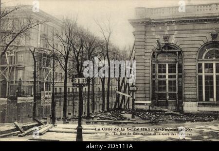 Paris, Inondation de la seine, Janvier 1910, Rue de Constantine, Gare – weltweite Nutzung Stockfoto