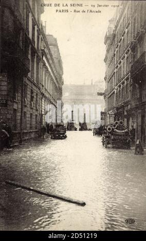 Paris, Inondation de la seine, Janvier 1910, Rue de l'Arcade – weltweite Nutzung Stockfoto