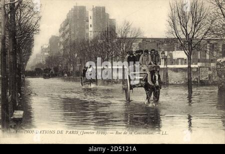 Paris, Inondation 1910, vue générale de la Rue de la Convention – weltweite Nutzung Stockfoto