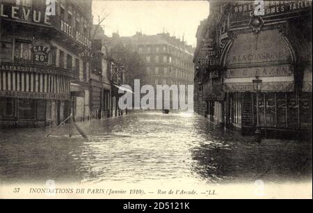 Paris, Inondation de la seine, Janvier 1910, Rue de l'Arcade – weltweite Nutzung Stockfoto