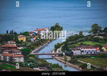 Blick auf den gardasee vom monte baldo Stockfoto