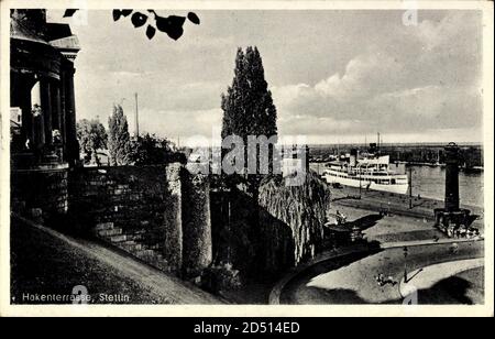 Stettin Pommern, Blick von der Hakenterrasse in den Hafen Stockfoto