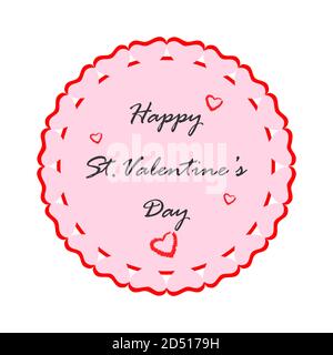 Dekorative Kreisrahmen-Schablone mit Platz für Text und Herzen. Wunsch von Happy St. Valentines Day. Stock Vektor