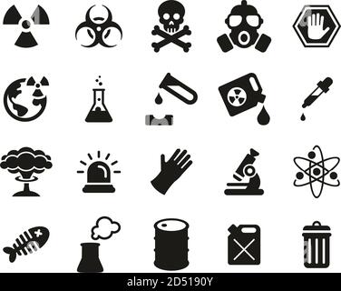 Biohazard oder Biohazard Disaster Symbole Black & White Set groß Stock Vektor