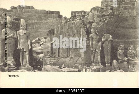 Theben in Ägypten Afrika, Blick auf alte Ruinen und Statuen, Pharao Stockfoto