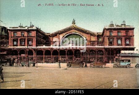 Paris, vue générale de la Gare de l'est, East Station, des voitures – weltweite Nutzung Stockfoto