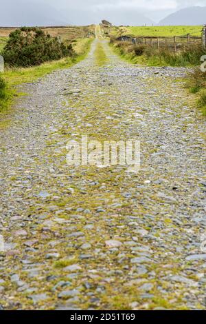 Auf einem Wanderweg entlang der Killeen-Schleife geht es in der Nähe von Louisburgh, County Mayo, Irland Stockfoto