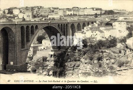 Constantine Algerien, Le Pont Sidi Rached et le Quartier du Conditionat - weltweite Nutzung Stockfoto