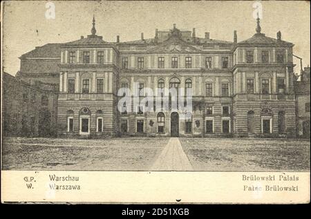 Warschau Polen, Blick auf das Brülowski Palais, Vorderseite Stockfoto