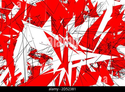 Zufällige chaotische zeitgenössische Kunst Arbeit Vektor Illustration. Zufällige Linien, Formen. Rot Stock Vektor