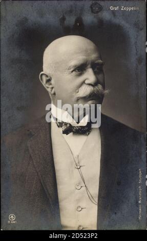 Ferdinand Graf von Zeppelin, Portrait, Fliege, Taschenuhr Stockfoto