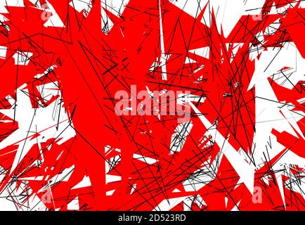 Zufällige chaotische zeitgenössische Kunst Arbeit Vektor Illustration. Zufällige Linien, Formen. Rot Stock Vektor