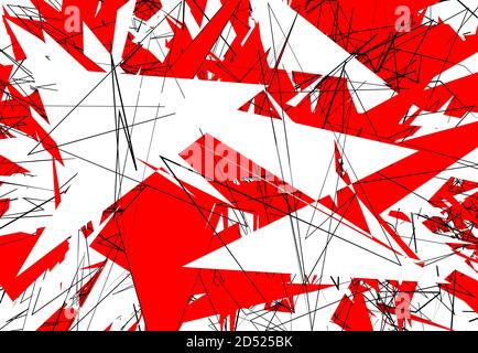 Zufällige chaotische zeitgenössische Kunst Arbeit Vektor Illustration. Zufällige Linien, Formen. Rot Stock Vektor
