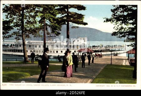 Lake George New York USA, The Sagamore Dock, Green Island - Nutzung weltweit Stockfoto