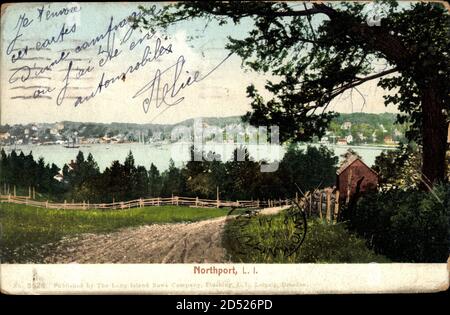 Northport Long Island New York, Village Dock im Northport Hafen - Nutzung weltweit Stockfoto