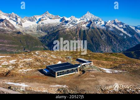 Cable Car Station in der Nähe von Zermatt im Kanton Wallis der Schweiz Stockfoto