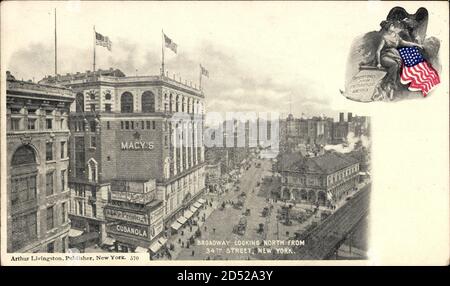 New York USA, Broadway Looking North from 34th Street - Nutzung weltweit Stockfoto