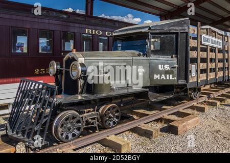 Galopping Goose #1, Ridgway Railroad Museum, Ridgway, Colorado. Stockfoto