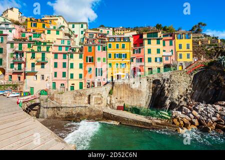 Riomaggiore ist eine kleine Stadt in der Nationalpark der Cinque Terre, La Spezia Provinz in der Region Ligurien, Norditalien