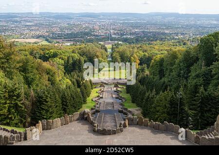 Blick auf den Bergpark Wilhelmshöhe in Kassel Stockfoto