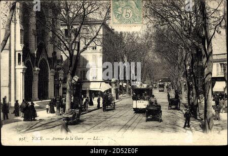 Nice Nizza Alpes Maritimes, vue générale de l'Avenue de la Gare, Tram - Nutzung weltweit Stockfoto