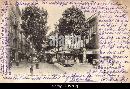 Nice Nizza Alpes Maritimes, L'Avenue de la Gare, Tram - Nutzung weltweit Stockfoto