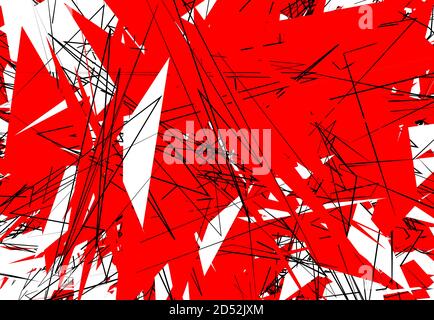 Zufällige chaotische zeitgenössische Kunst Arbeit Vektor Illustration. Zufällige Linien, Formen. Rot Stock Vektor
