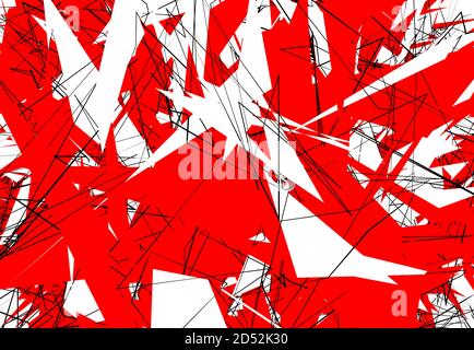 Zufällige chaotische zeitgenössische Kunst Arbeit Vektor Illustration. Zufällige Linien, Formen. Rot Stock Vektor