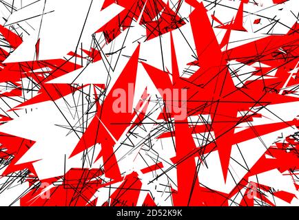 Zufällige chaotische zeitgenössische Kunst Arbeit Vektor Illustration. Zufällige Linien, Formen. Rot Stock Vektor
