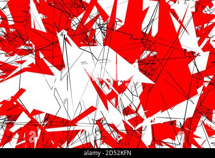 Zufällige chaotische zeitgenössische Kunst Arbeit Vektor Illustration. Zufällige Linien, Formen. Rot Stock Vektor