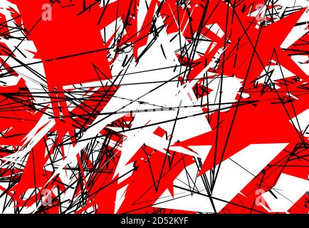 Zufällige chaotische zeitgenössische Kunst Arbeit Vektor Illustration. Zufällige Linien, Formen. Rot Stock Vektor
