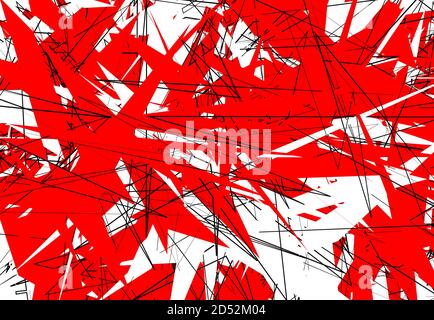 Zufällige chaotische zeitgenössische Kunst Arbeit Vektor Illustration. Zufällige Linien, Formen. Rot Stock Vektor