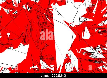 Zufällige chaotische zeitgenössische Kunst Arbeit Vektor Illustration. Zufällige Linien, Formen. Rot Stock Vektor
