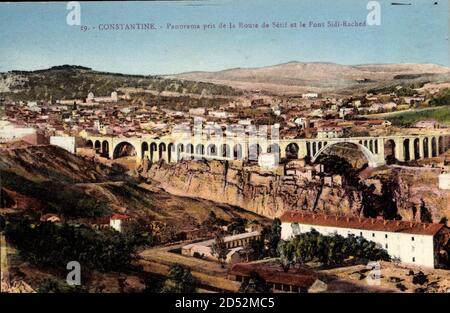 Constantine Algerien, Panorama Pris de la Route de Sétif, Pont Sidi Rached – weltweite Nutzung Stockfoto