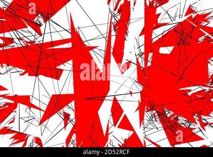Zufällige chaotische zeitgenössische Kunst Arbeit Vektor Illustration. Zufällige Linien, Formen. Rot Stock Vektor