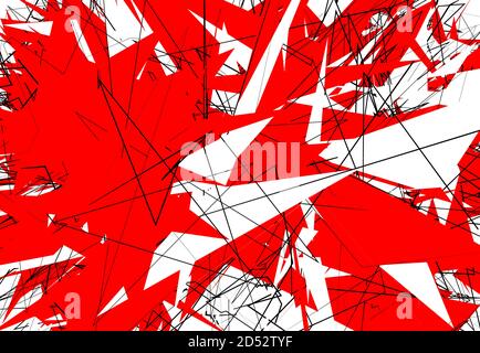 Zufällige chaotische zeitgenössische Kunst Arbeit Vektor Illustration. Zufällige Linien, Formen. Rot Stock Vektor
