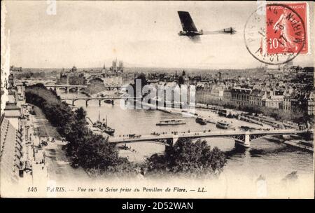 Paris, Vue sur la seine Pry du Pavillon de Flore, Flussparie, Flugzeug – weltweite Nutzung Stockfoto