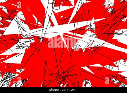 Zufällige chaotische zeitgenössische Kunst Arbeit Vektor Illustration. Zufällige Linien, Formen. Rot Stock Vektor