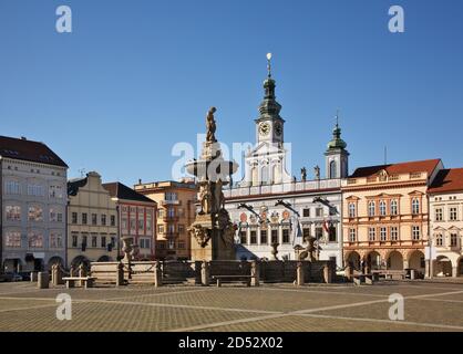 Ottokar II Square in Ceske Budejovice. Der Tschechischen Republik Stockfoto