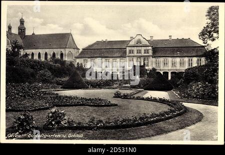 Oliva GDA?sk Danzig, Blick vom Schlossgarten auf das Schloss Stockfoto