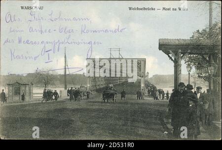 Warszawa Warschau Polen, Blick auf die Weichselbrücke, Most na Wisle Stockfoto