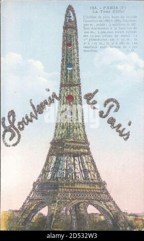 Glitzer Paris, la Tour Eiffel, Blick auf den Eiffelturm, Souvenir de Paris - weltweite Nutzung Stockfoto