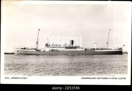 Dampfer MS Indrapoera, Koninklijke Rotterdamsche Lloyd, KRL weltweit im Einsatz Stockfoto