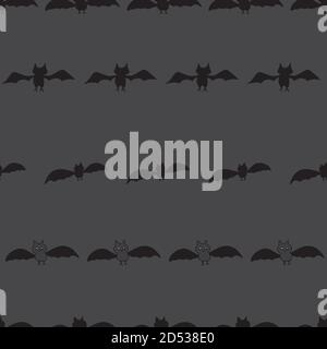 Washi Fledermäuse nahtlose Vektor wiederholen schwarzen Fledermäuse in Streifen auf Ein graues Oberflächenmuster im Hintergrund Stock Vektor