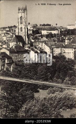 Freiburg Freiburg Stadt Schweiz, Vue générale, Landschaft mit Brücke - weltweit Stockfoto