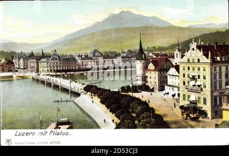 Luzern Stadt Schweiz, Gemeinde mit Pilatus, Brücke weltweit Stockfoto