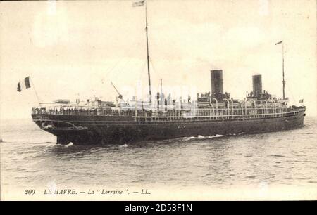 Le Havre, Paquebot La Lorraine, CGT French Line – weltweite Nutzung Stockfoto