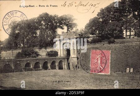 Longwy Haut Meurthe et Moselle, Porte de France, Straßenbahn, Brücke Stockfoto